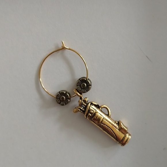 Golf🍷WINE Glass Charms ⛳ 6 gold & silver tone - Picture 6 of 8